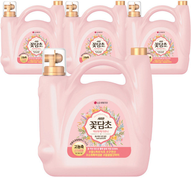 샤프란꽃담초 허브부케가르니 섬유유연제 연꽃 앤 유칼립투스 본품, 5.5L, 4개