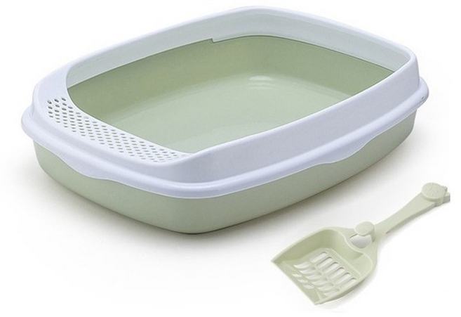 제제펫 심플 고양이 화장실 + 모래삽 세트, 그린, 1세트