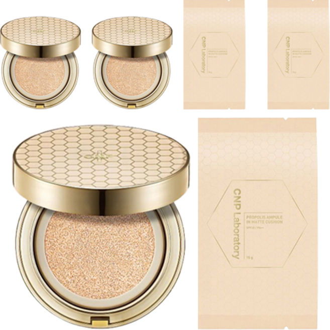 CNP차앤박 프로폴리스 앰플 인 매트쿠션 15g + 리필 15g, 21호 라이트 베이지, 3개