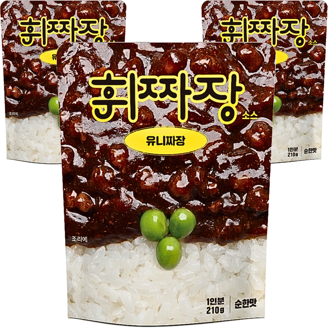휘카레 휘짜장 유니짜장 순한맛, 3개, 210g