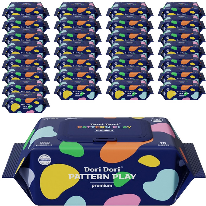 도리도리 패턴플레이 프리미엄 아기물티슈 캡형, 75g, 70매입, 30개