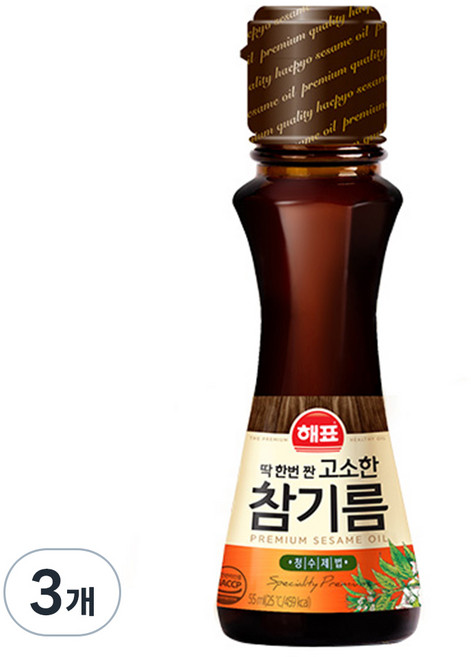 해표 고소한 참기름, 3개, 55ml