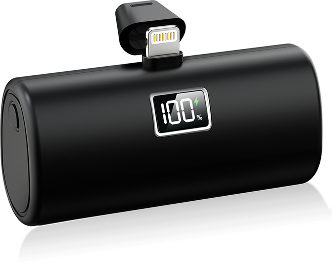 YINTO 도킹형 고속충전 PD 20w 일체형 휴대용 미니 보조배터리 8핀, XPB1, 블랙