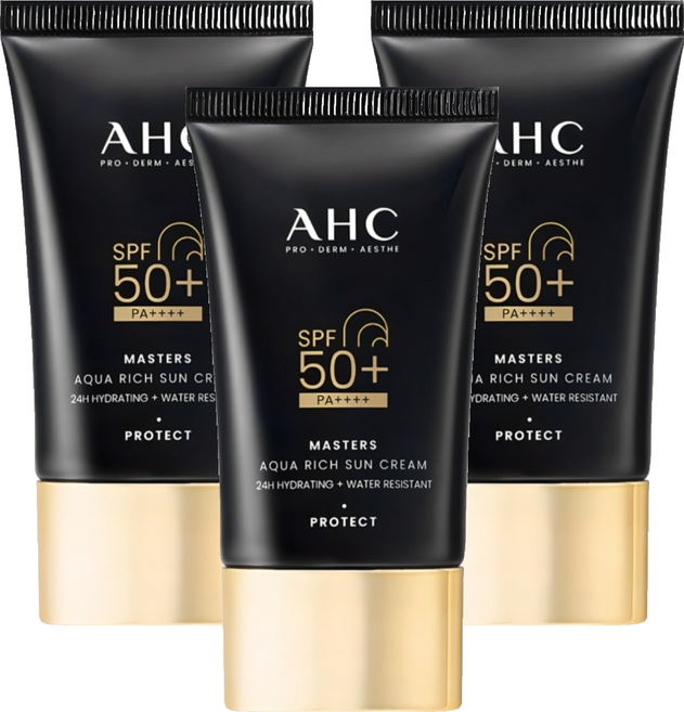 AHC 마스터즈 아쿠아 리치 선크림 SPF50+ PA++++, 50ml, 3개