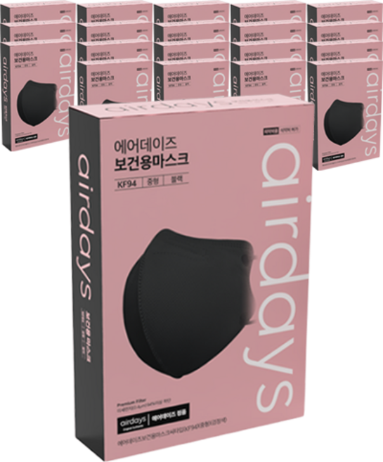 에어데이즈 보건용 마스크 C타입 중형 KF94, 10개입, 20개, 블랙