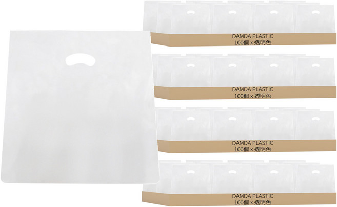 DAMDA PLASTIC Vinyl M型塑膠購物袋 特大(35 x 45 x 23cm), 透明色, 400個