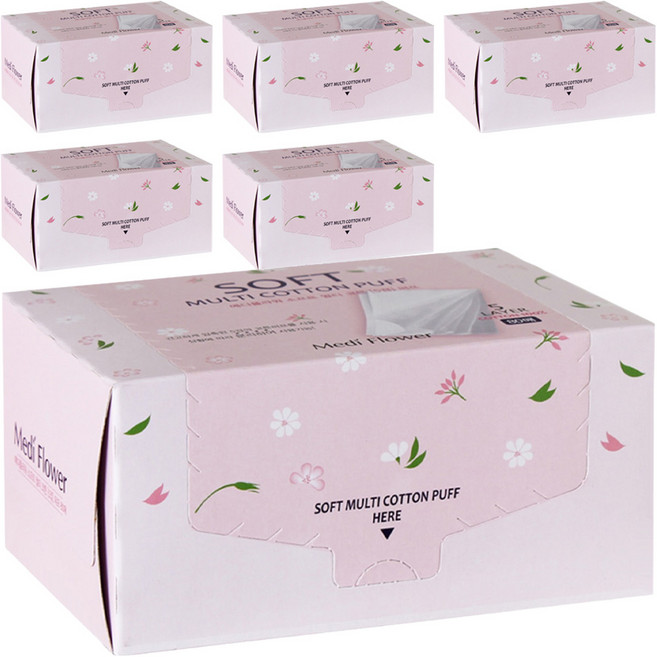 메디플라워 소프트 멀티 코튼 퍼프, 80매입, 6개