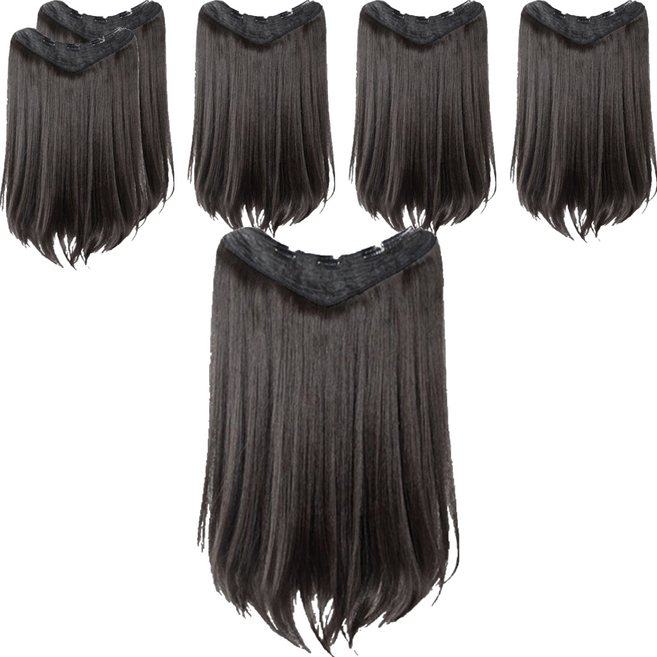 젤루나 긴생머리 셀프 헤어 붙임머리 똑딱이 반가발 HB-01, 1 내추럴블랙, 6개