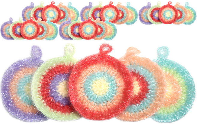 영스타 반짝이 아크릴 수세미 무지개, 30개, 1개입