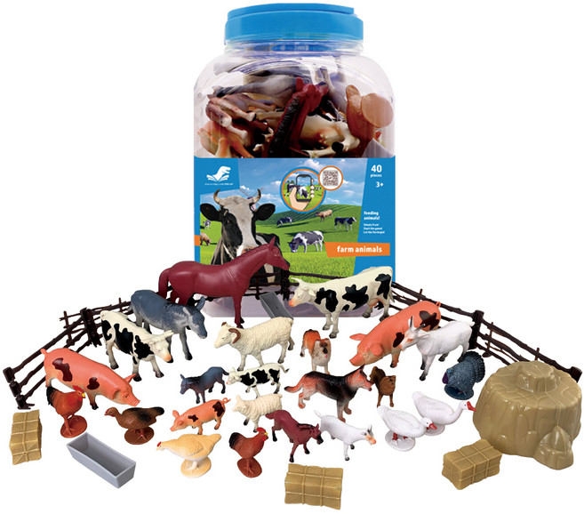 다이노랩 농장 사각 버켓 피규어 40p 세트, 1세트