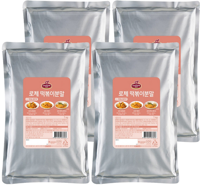 쉐프원 로제 떡볶이 분말, 1kg, 4개