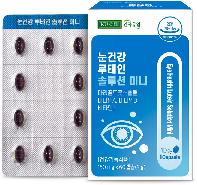 건국유업 눈건강 루테인 솔루션 미니 9g, 60정, 1개