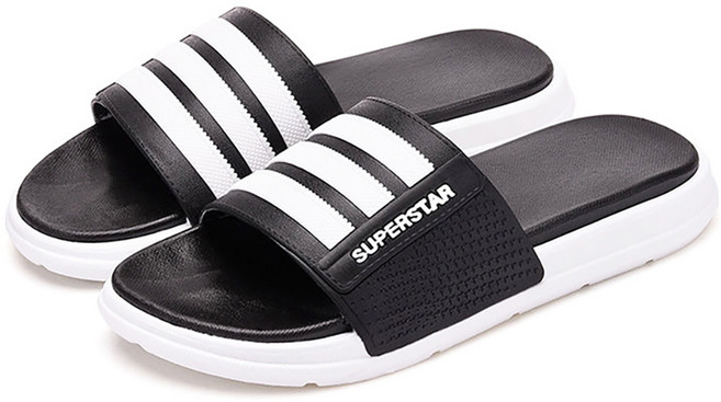 뷰라뷰 푹신한 삼선슬리퍼 사무실 거실 실내화, 블랙, 1개