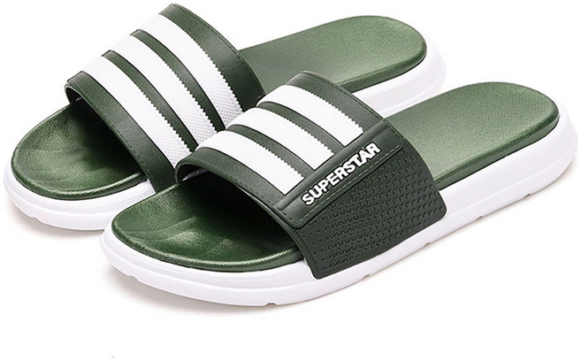 뷰라뷰 푹신한 삼선슬리퍼 사무실 거실 실내화, 그린, 1개