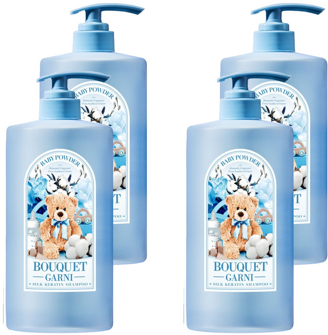 부케가르니 실크 케라틴 샴푸 베이비파우더향, 1L, 4개