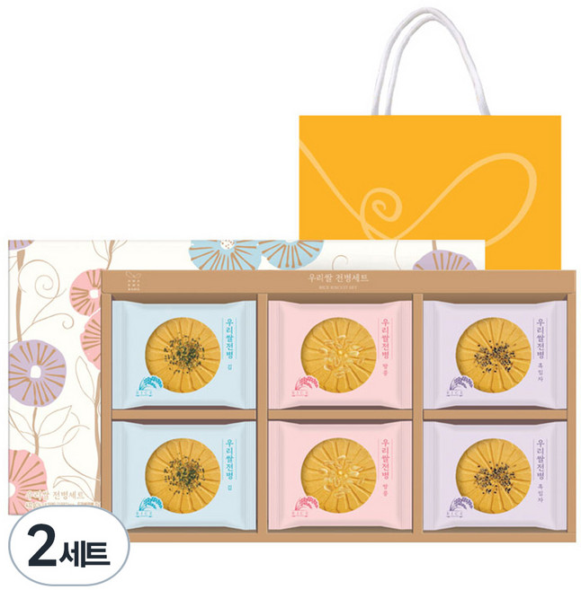 화과방 우리쌀 전병 3종 + 쇼핑백 세트, 432g, 2세트