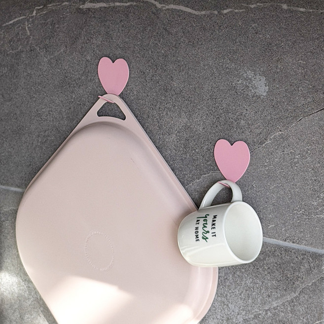 오브메종 하트 다용도 고리 무타공 초강력 접착식 벽걸이 후크, 라이트핑크, 12개