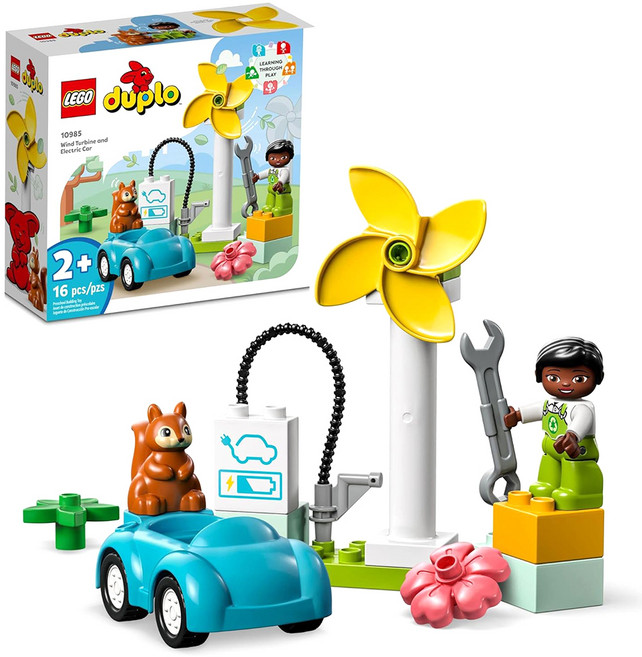 LEGO 樂高 得寶系列 風力發電機和電動車 10985 16件組, 混合, 1盒