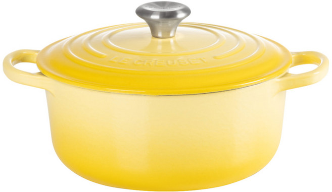 LE CREUSET BIS琺瑯鑄鐵圓鍋 雙耳設計 導熱均勻 適用多種爐具, 22cm, 蜂蜜黃, 1個
