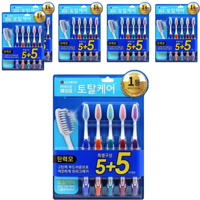 페리오 토탈케어 탄력모 칫솔, 10개입, 6개