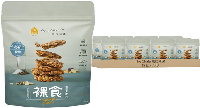 The Chala 蕎拉燕麥 裸食燕麥脆片 椒鹽, 230g, 12包