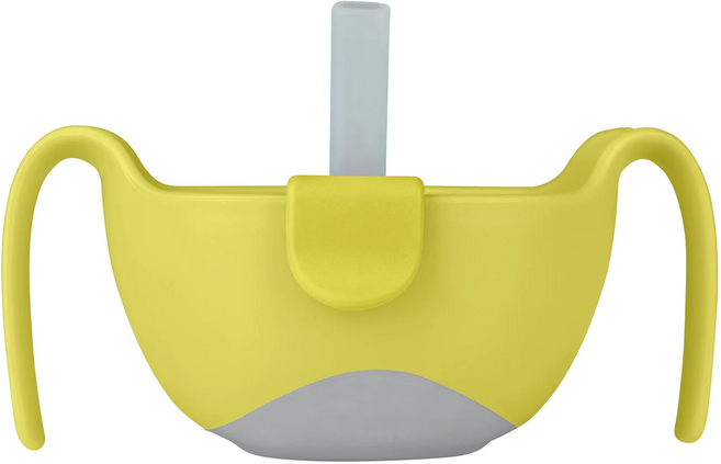 b.box 專利吸管三用碗 碗+碗蓋材質: 聚丙烯(PP) 耐熱溫度:120°C 吸管+零食蓋: 熱塑彈性體(TPE) 耐熱溫度: 100°C, 檸檬黃, 1組