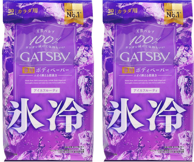 GATSBy 日本原裝進口 體用抗菌濕巾 冰涼果香, 2包, 30張