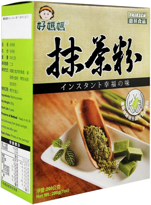 FAIRSEN 惠昇食品 好媽媽 抹茶粉, 200g, 1包, 1盒