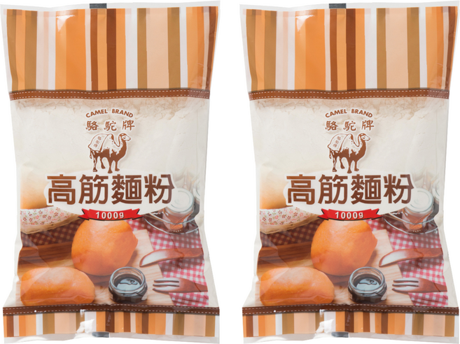 聯華製粉 駱駝牌 高筋麵粉 麵團柔軟細緻 烘焙彈性佳, 1kg, 2包