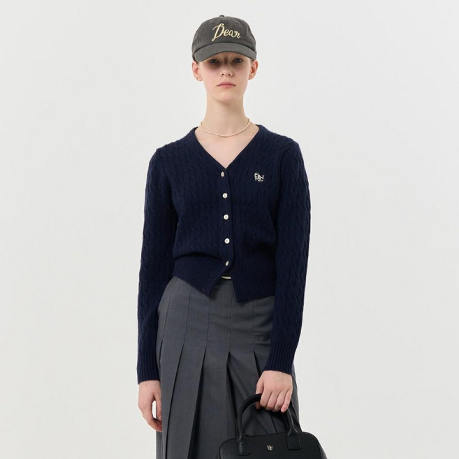 GENERAL IDEA 女款 GNRL 羊毛V領麻花針織開襟衫 WBD3L04526