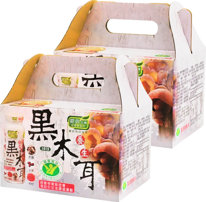 odean 歐典生機 養生黑木耳禮盒 國家健康食品認證 低糖低熱量 富含膳食纖維 幫助排便, 180ml, 2盒