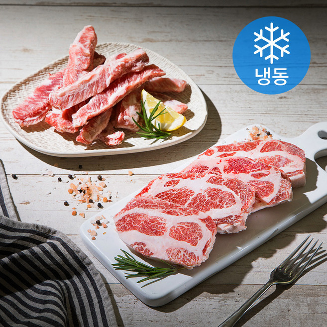 6다이닝 이베리코 돼지고기 목살 300g + 갈비살 300g (냉동), 1세트