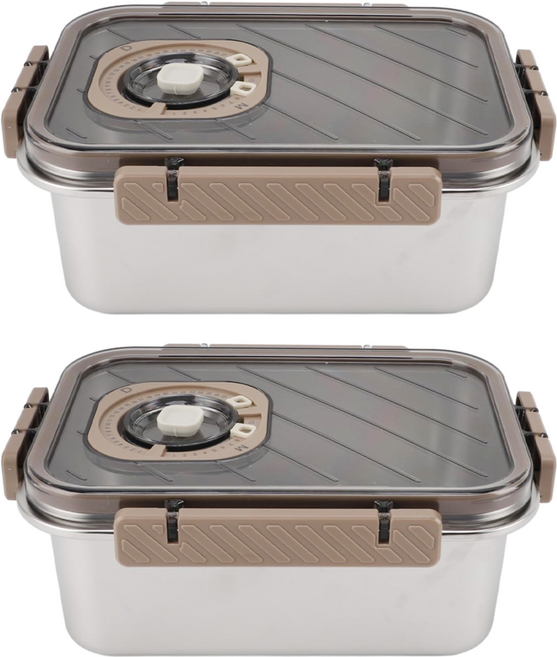 mama cook 媽媽廚 保鮮管理大師304不鏽鋼可微波保鮮盒 1600ml, 2 個容器 + 2 個蓋子, 2個