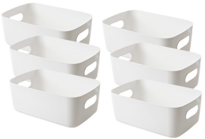 다용도 팬트리 수납 바스켓 M, 화이트, 6개