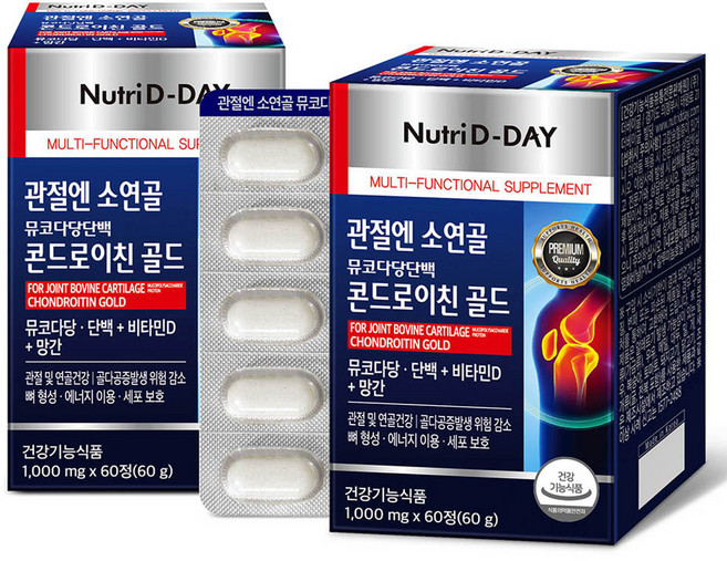 Nutri D-DAY 醣胺聚醣蛋白軟骨素營養黃金膠囊, 60顆, 2盒