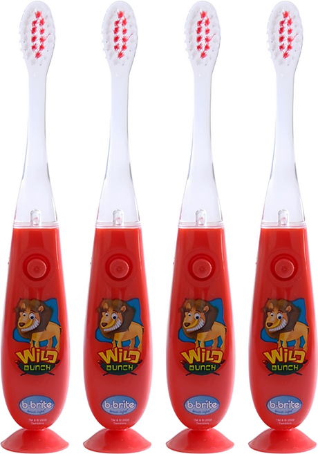 비브라이트 LED 유아칫솔 F-95W, 사자 (레드), 1개입, 4개