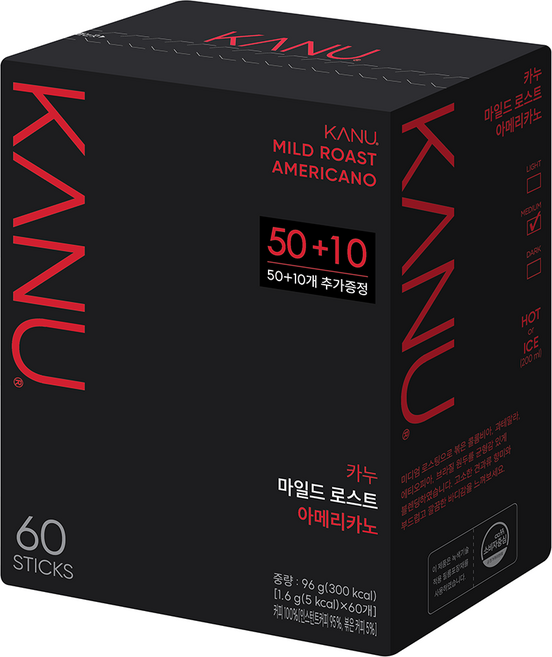 카누 마일드 로스트 아메리카노 원두커피믹스, 1.6g, 60개입, 1개