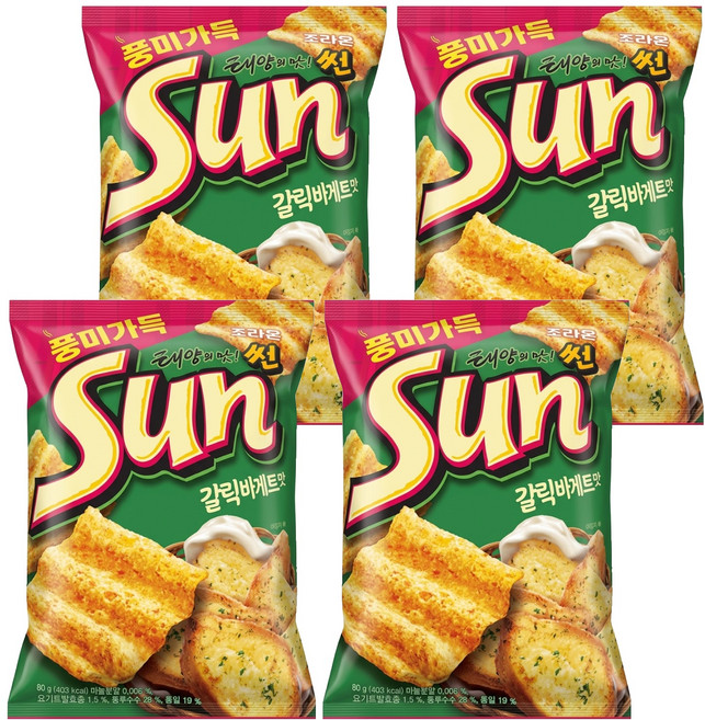 ORION 好麗友 陽光波浪玉米脆片香蒜奶油口味, 80g, 4包