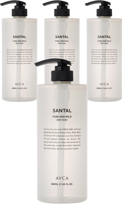 아브카 퓨어 앤 마일드 바디워시 상탈, 800ml, 4개