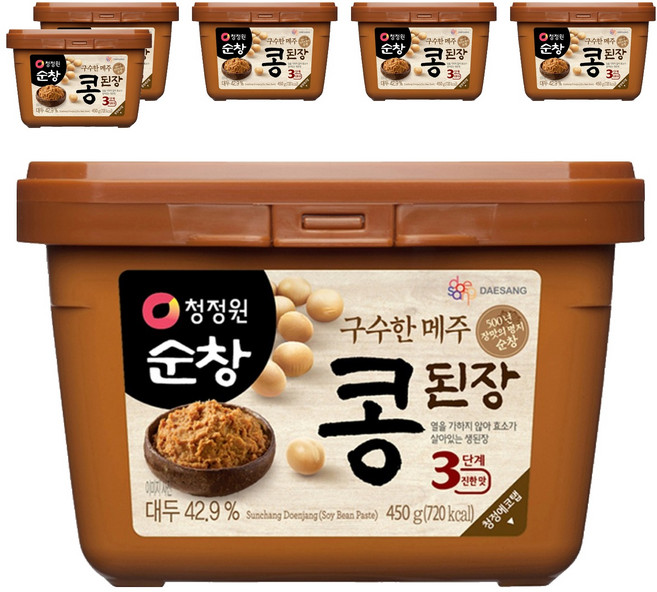 청정원순창 메주 콩된장 사각, 450g, 6개