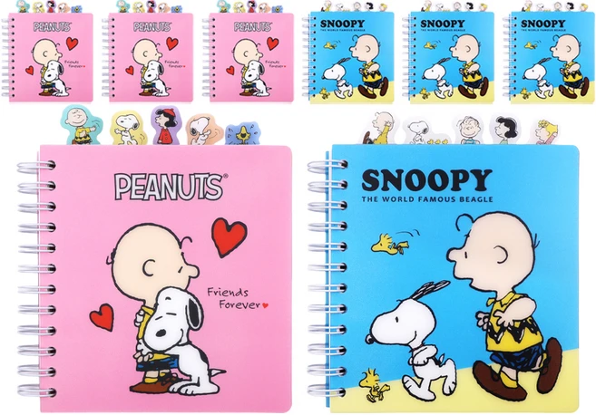피너츠 스누피 인덱스 스프링노트 2p 세트, 혼합 색상, 4세트 - 쿠팡