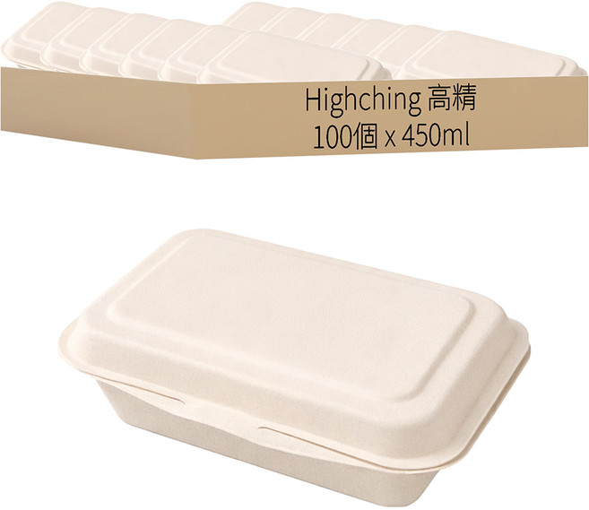 Highching 高精 植纖餐盒 原色 450ml, 1組, 100個