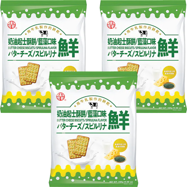 中祥 藍藻奶油起士餅乾, 280g, 3袋