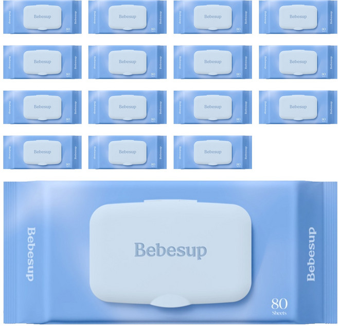 베베숲 클린비데 화장실용 물티슈 캡형, 55g, 80매, 16개