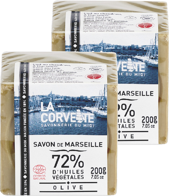 LA CORVETTE 法釩馬賽莊園 經典橄欖油馬賽皂, 200g, 2個