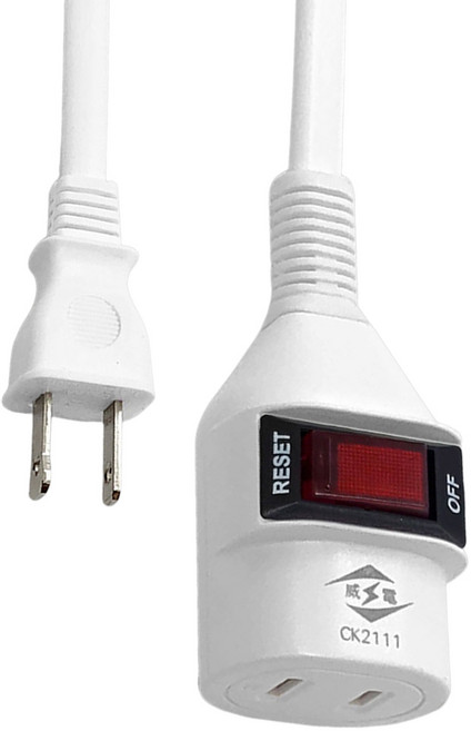 WeiTien 威電 過載斷電中繼線組 15A 55 x 35 x 30mm, 1.8m, 白色, 1個