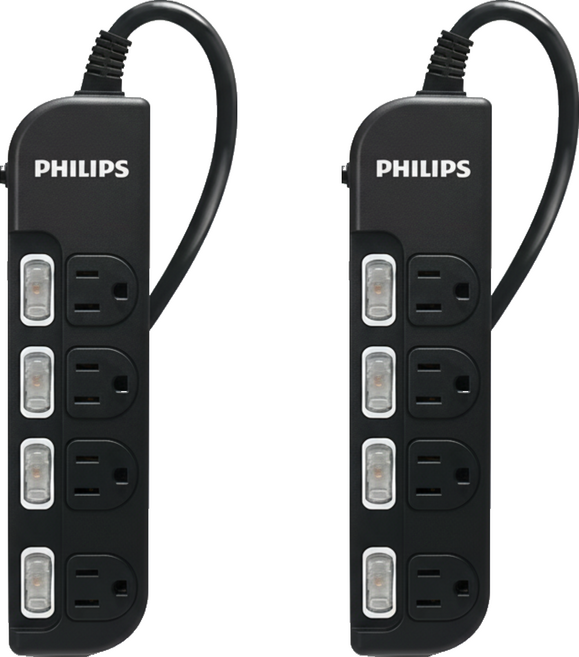 PHILIPS 飛利浦 4開4座延長線 CHP3444BA/96, 1.8m, 黑色, 2條