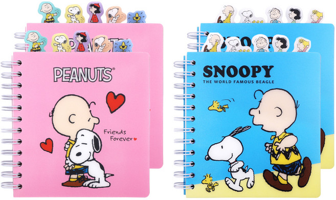 피너츠 스누피 인덱스 스프링노트 2p 세트, 혼합 색상, 2세트