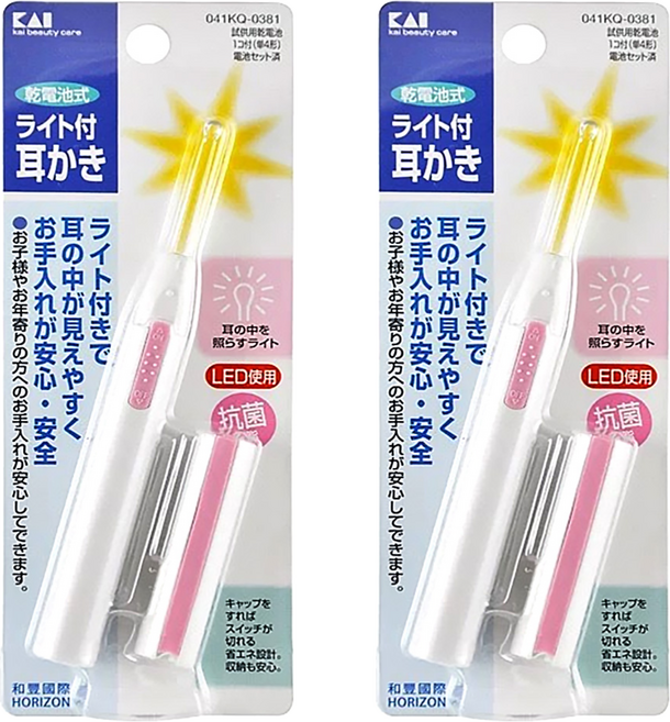 KAI 貝印 附燈發光耳扒, 1支, 2支