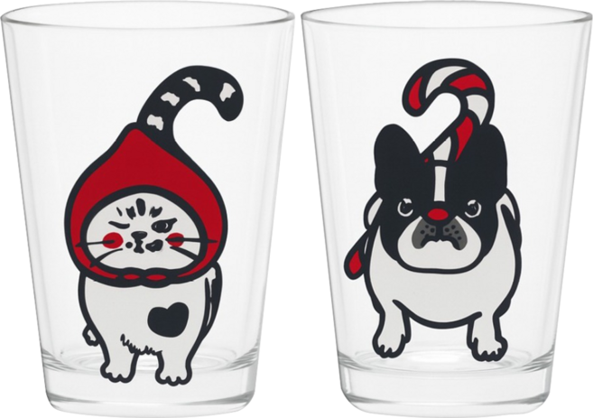 Mao's 樂陶陶 郭公館工作室 x Mao's 樂陶陶 聯名法鬥貓咪玻璃杯組禮盒, 1套, 透明色